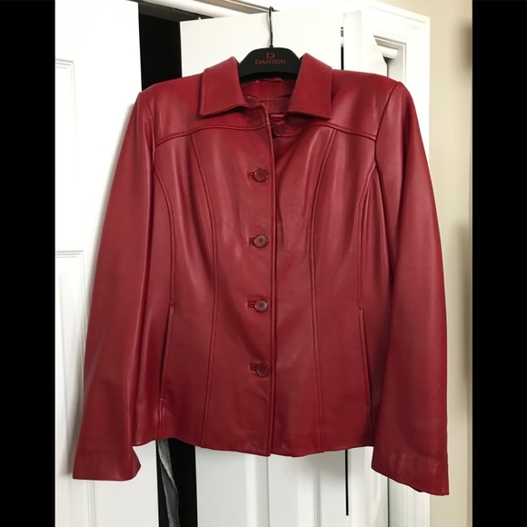 Danier red leather jacket - Picture 1 of 7